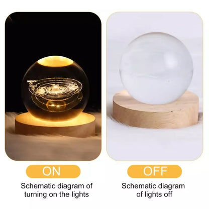 3D Crystal Ganesha LED Night Lamp Crystal Ball Night Lamp,Creative Engraved Crystal Ball Night Light, USB Table LED Wooden Crystal Ball for Home Office Decoration Birthday Gift Adults, Ganesh Ganesha